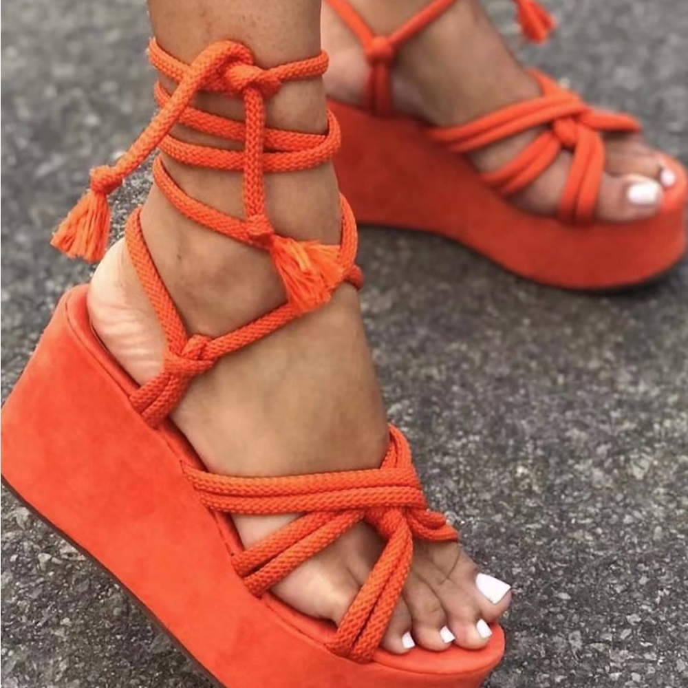 Women's Orange Platform Sandals